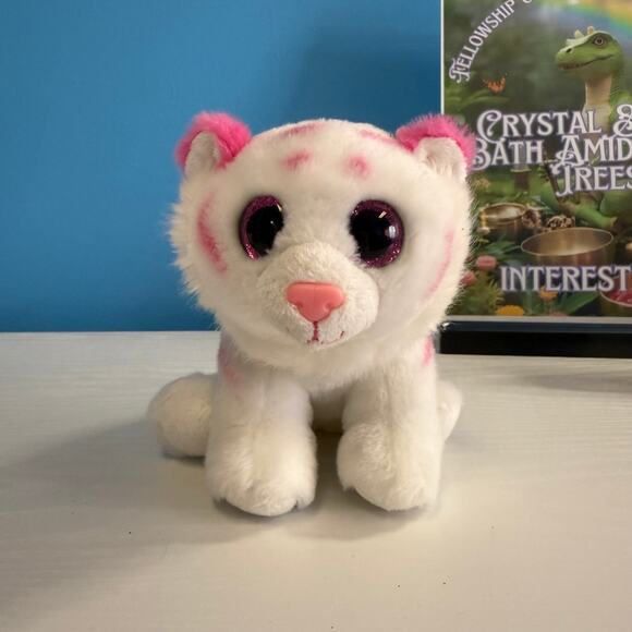TY Beanie Boo Tabor 6” White Pink Tiger Plush EUC - Picture 1 of 5